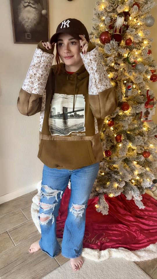 New York patchwork hoodie Large