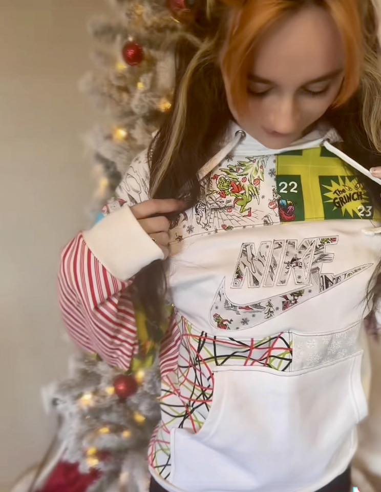 Grinch patchwork hoodie Medium