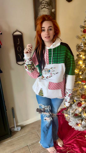 Xmas patchwork hoodie Medium