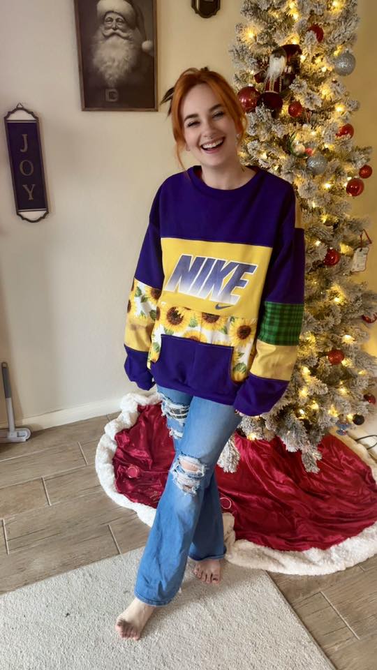 Nike sunflower patchwork sweater XL
